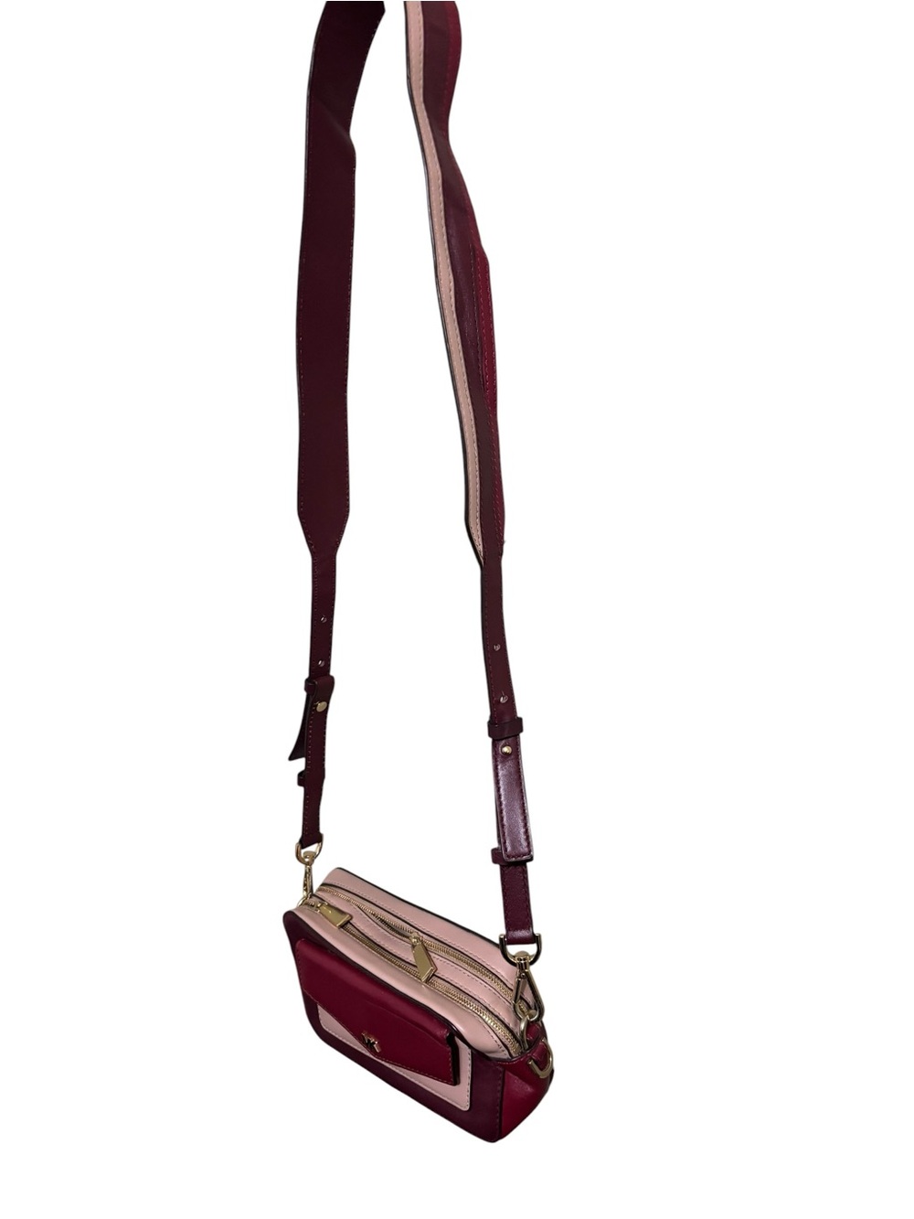 MICHEAL KORS BURGUNDY COLOR BLOCK CROSS BODY - Picture 2 of 7